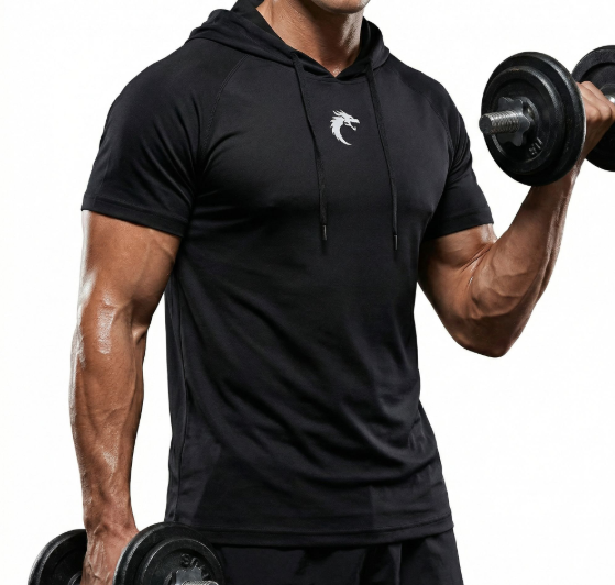 Playera deportiva negra con capucha — Resilience I